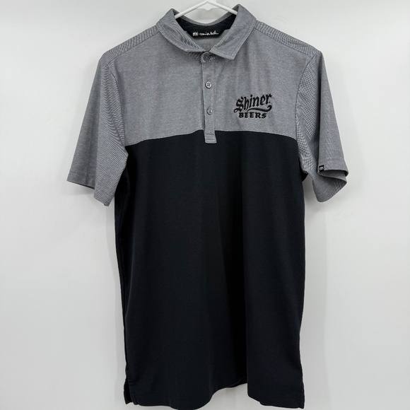 Travis Mathew Polo Shirt Men Medium Blue Gray Colorblock Short Sleeve Pima Blend - Picture 1 of 9